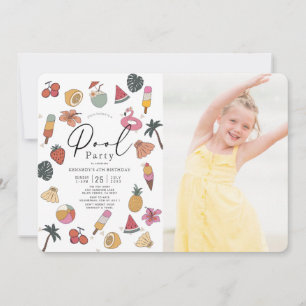 Pool Party Summer Swimming Girl Foto Birthday Kaart