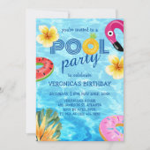 Pool Party Summer Swimming Water Birthday Kaart (Voorkant)
