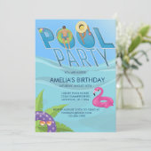 Pool Party Summer | Uitnodiging voor zwemvogels (Staand voorkant)