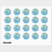 Pool Party Summer Water Swimming Birthday Ronde Sticker (Vel)