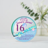 Pool Party Sweet 16 Verjaardag Uitnodiging (Staand voorkant)