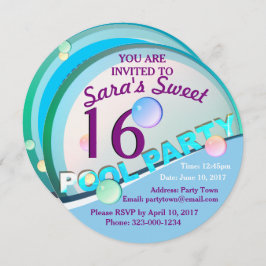 Pool Party Sweet 16 Verjaardag Uitnodiging