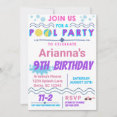 Pool Party Swim Birthday Invitation Kaart (Voorkant)