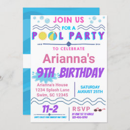 Pool Party Swim Birthday Invitation Kaart