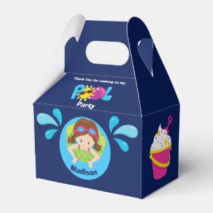 Pool Party Swim Girl Birthday Cute Blue Hartelijk  Bedankdoosjes
