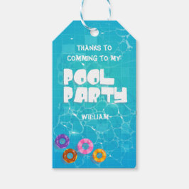 Pool Party Swimming Birthday Dank je wel Cadeaulabel