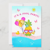 Pool Party Swimming Birthday Party Kaart (Achterkant)