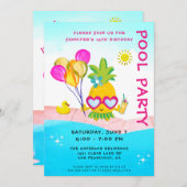 Pool Party Swimming Birthday Party Kaart (Voorkant / Achterkant)