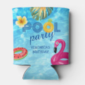 Pool Party Swimming Summer Water Birthday Blikjeskoeler (Achterkant)