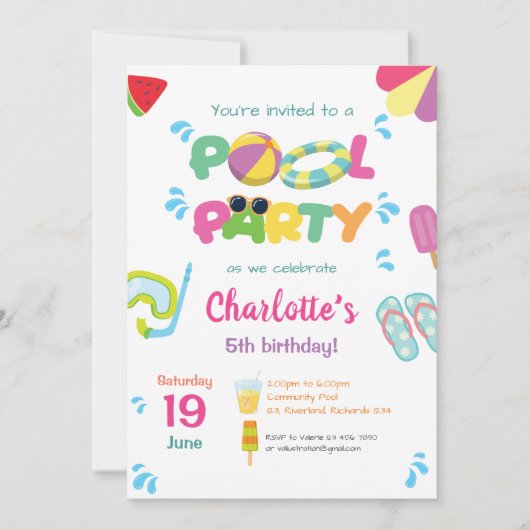 Pool Party Thema Kaart (Voorkant)