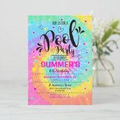 Pool Party Tie Dye Invitation Pool Birthday Kaart (Staand voorkant)