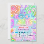 Pool Party Tie Dye Verjaardag Uitnodiging 02 (Voorkant)