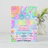 Pool Party Tie Dye Verjaardag Uitnodiging 02 (Staand voorkant)