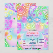 Pool Party Tie Dye Verjaardag Uitnodiging 02 (Voorkant / Achterkant)