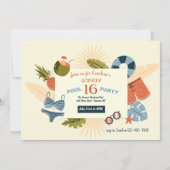Pool Party Time Invitation Kaart (Voorkant)