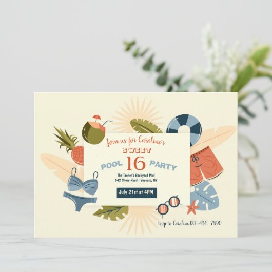 Pool Party Time Kaart (Staand voorkant)