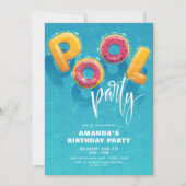 Pool Party Trendy Pink & Turquoise Birthday Party Kaart (Voorkant)