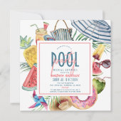 Pool Party Tropical Beach Gear Bridal Shower Kaart (Voorkant)