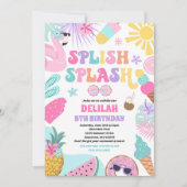 Pool Party Tropical Summer Pool Birthday Kaart (Voorkant)