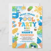 Pool Party Tropical Summer Pool Birthday Kaart (Voorkant)