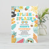 Pool Party Tropical Summer Pool Birthday Kaart (Staand voorkant)