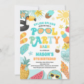 Pool Party Tropical Summer Pool Birthday Kaart (Voorkant)