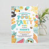 Pool Party Tropical Summer Pool Birthday Kaart (Staand voorkant)