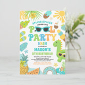 Pool Party Tropical Summer Pool Birthday Kaart (Staand voorkant)