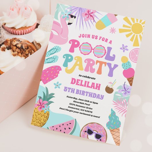 Pool Party Tropical Summer Pool Birthday Kaart