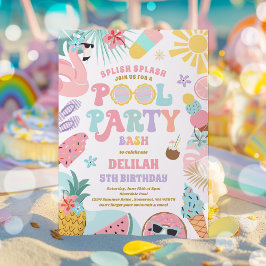 Pool Party Tropical Summer Pool Birthday Kaart