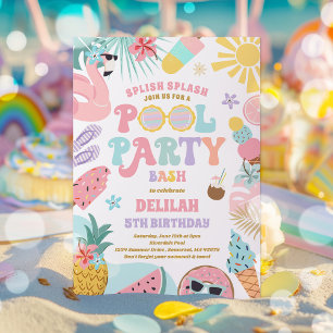 Pool Party Tropical Summer Pool Birthday Kaart