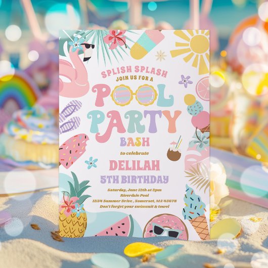 Pool Party Tropical Summer Pool Birthday Kaart