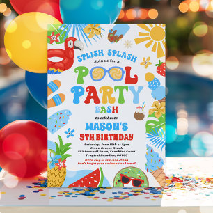 Pool Party Tropical Summer Pool Birthday Kaart