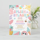 Pool Party Tropical Summer Pool Birthday Kaart (Staand voorkant)