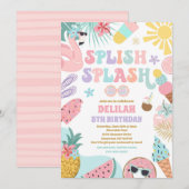 Pool Party Tropical Summer Pool Birthday Kaart (Voorkant / Achterkant)