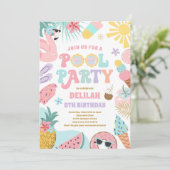 Pool Party Tropical Summer Pool Birthday Kaart (Staand voorkant)