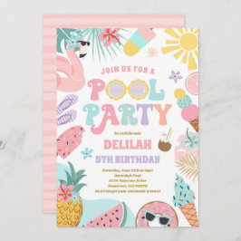 Pool Party Tropical Summer Pool Birthday Kaart