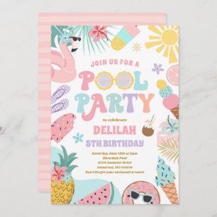 Pool Party Tropical Summer Pool Birthday Kaart