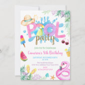 Pool Party Tropical Summer Pool Birthday Party Kaart (Voorkant)