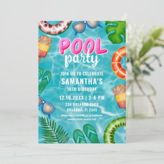 Pool Party Tropische zomer Kaart (Staand voorkant)