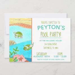 Pool Party Turtles Summer Birthday Kaart