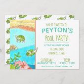 Pool Party Turtles Summer Birthday Kaart (Voorkant / Achterkant)