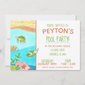 Pool Party Turtles Summer Birthday Kaart (Voorkant)