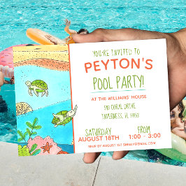 Pool Party Turtles Summer Birthday Kaart