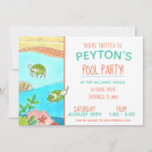 Pool Party Turtles Summer Birthday Kaart (Voorkant)