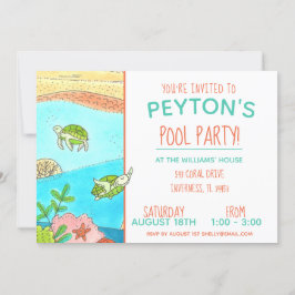 Pool Party Turtles Summer Birthday Kaart