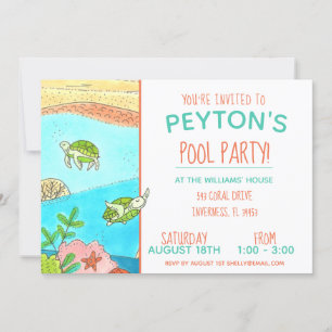 Pool Party Turtles Summer Birthday Kaart