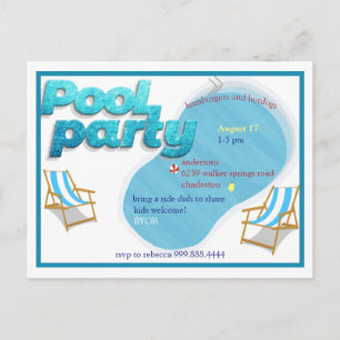 Pool Party Uitnodiging Briefkaart