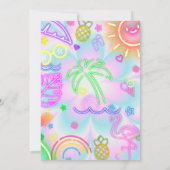 pool party uitnodiging, Glow neon Tropical PTD01 Kaart (Achterkant)