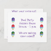 Pool Party uitnodiging met sneeuwkegels (Voorkant / Achterkant)